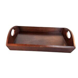 Wooden Serving Tray With Handles For Kitchen Or Home Décor Rectangular Dark Brow